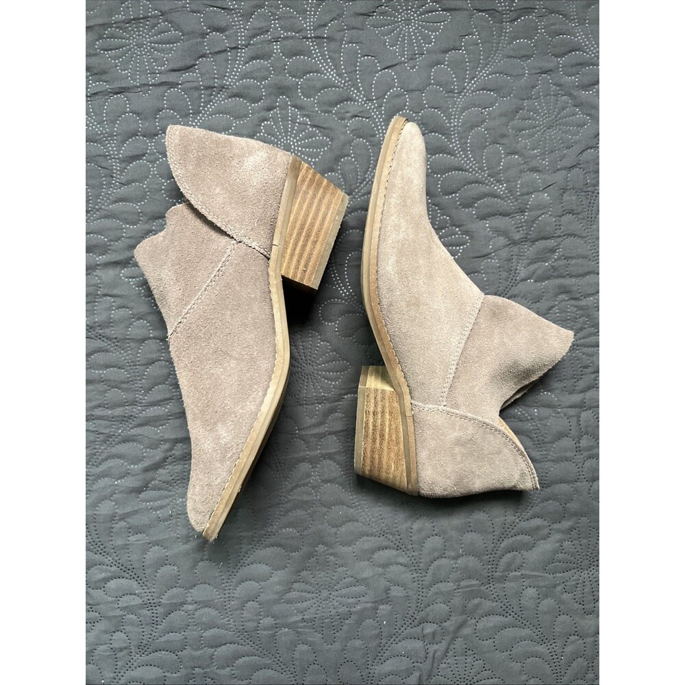 Lucky Brand Fahmida Ankle Bootie Brown Leather Suede SZ 7M Split Shaft Heel Boho